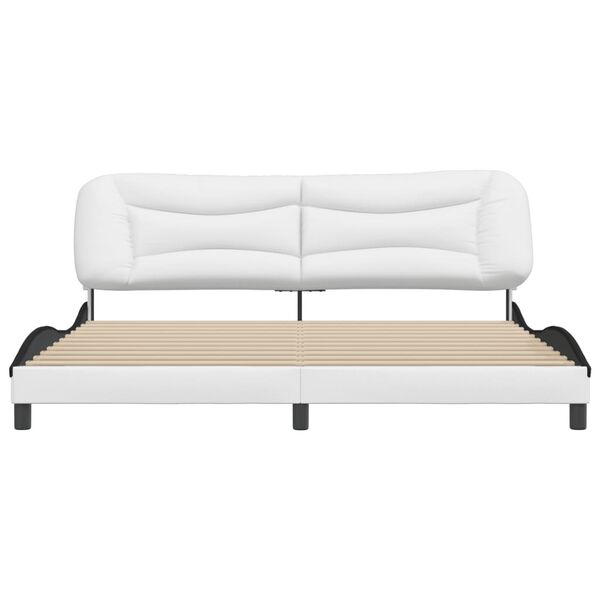 vidaXL Estructura de cama sin colchón Hvar cuero sintético blanco negro 200x200 cm