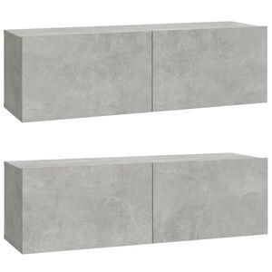 vidaXL Mueble TV de pared 2 uds madera contrachapada gris 100x30x30cm