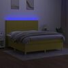 vidaXL Cama box spring colch&oacute;n y luces LED tela verde 160x200 cm