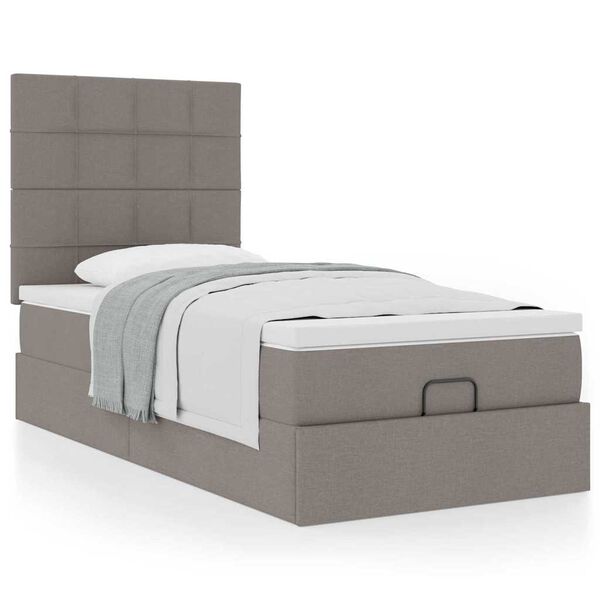 vidaXL Estructura de cama otomana colch&oacute;n tela gris pardo 90x190cm