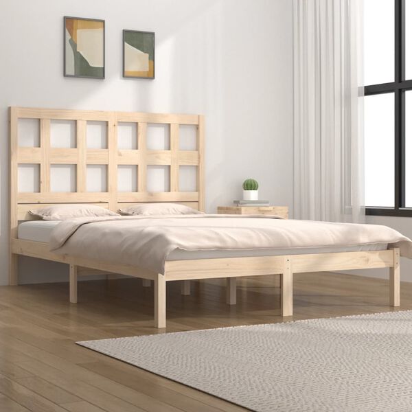 vidaXL Estructura de cama sin colch&oacute;n madera de pino maciza 120x200 cm