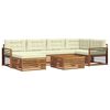 vidaXL Conjunto de sof&aacute;s de exterior 7 uds. Natural y Crema