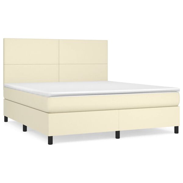 vidaXL Cama box spring con colch&oacute;n cuero sint&eacute;tico crema 180x200 cm