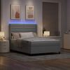 vidaXL Cama Box Spring LED con colch&oacute;n Gris Claro 160 x 200 cm tela
