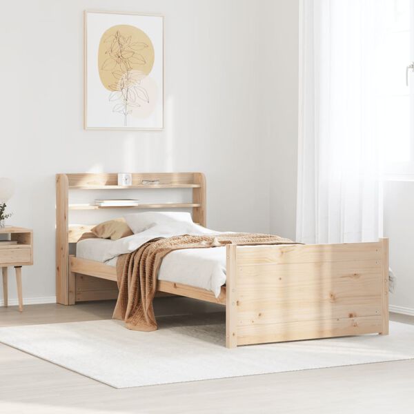 vidaXL Estructura de cama con cabecero madera maciza de pino 90x200 cm