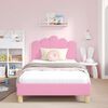 vidaXL Cama para ni&ntilde;os con cabecero con cabecera Rosa 90 x 190 cm tela
