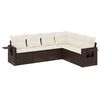 vidaXL Set sof&aacute;s de jard&iacute;n 6 piezas y cojines rat&aacute;n sint&eacute;tico marr&oacute;n
