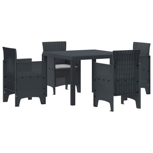 vidaXL Conjunto de Comedor de Jard&iacute;n 5 pcs Antracita Polipropileno