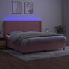 vidaXL Cama box spring colch&oacute;n y LED terciopelo rosa 200x200 cm