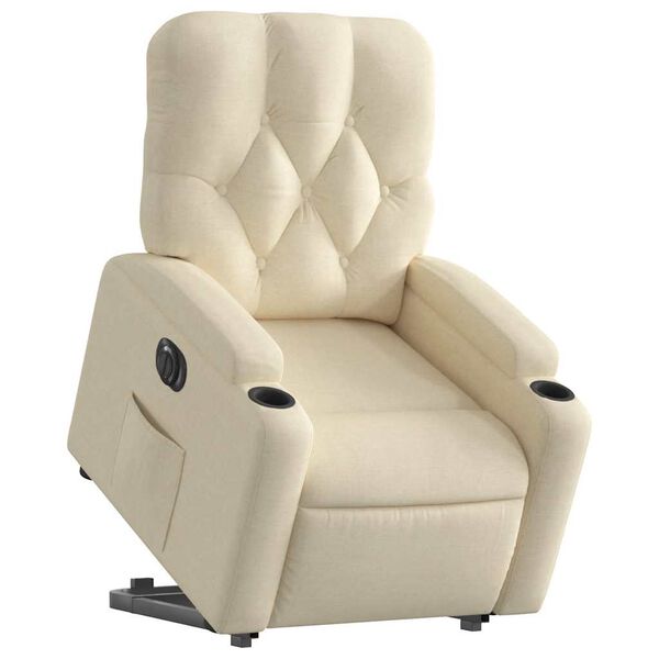 vidaXL Sill&oacute;n el&eacute;ctrico reclinable elevable de tela color crema