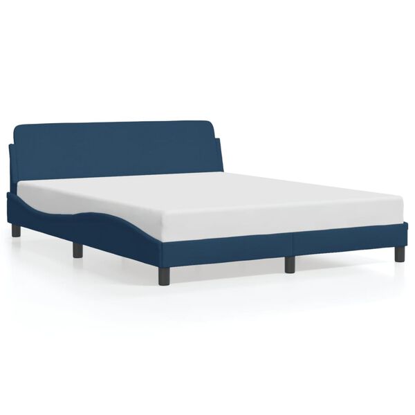 vidaXL Estructura de cama con cabecero Dover tela azul 160x200cm