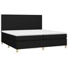 vidaXL Cama box spring colch&oacute;n y luces LED tela negro 200x200 cm