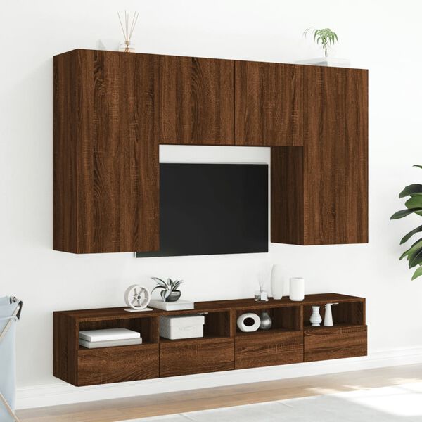 vidaXL Muebles de pared para TV 2 uds madera roble marr&oacute;n 100x30x30 cm