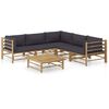 vidaXL Set de muebles de jard&iacute;n 6 piezas bamb&uacute; con cojines gris oscuro