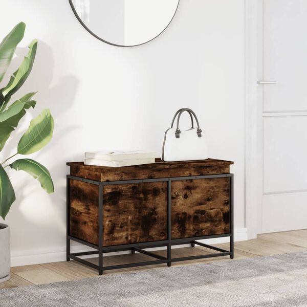 vidaXL Caja de almacenaje con tapa madera roble ahumado 80x40x51,5 cm