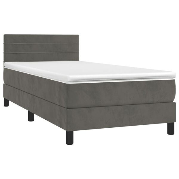 vidaXL Cama box spring con colch&oacute;n terciopelo gris oscuro 90x190 cm