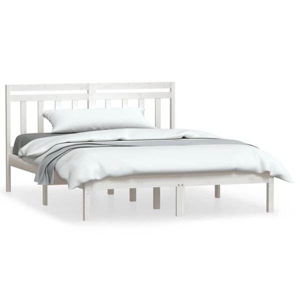 vidaXL Estructura de cama de madera maciza blanco 150x200 cm
