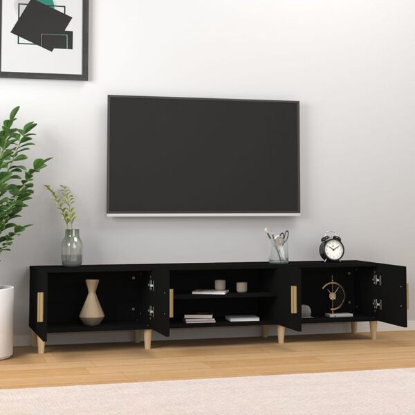 vidaXL Mueble de TV madera contrachapada negro 180x31,5x40 cm