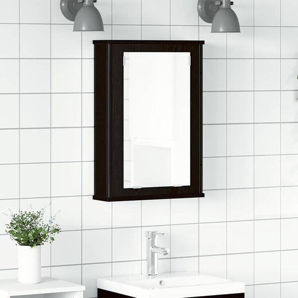 vidaXL Armario con espejo para baño de madera roble negro 42x12x60 cm