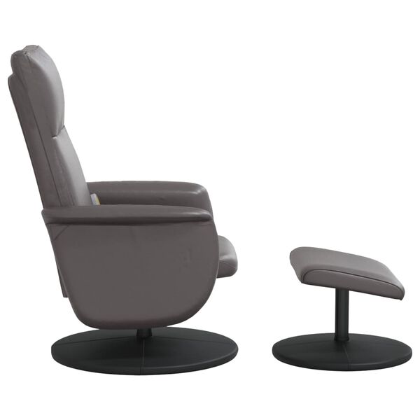 vidaXL Sill&oacute;n de masaje reclinable con reposapi&eacute;s cuero sint&eacute;tico gris