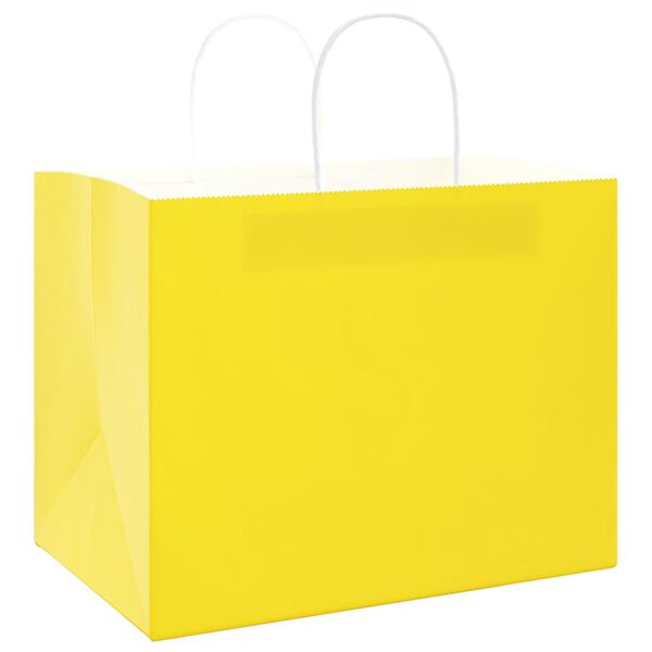 vidaXL Bolsas de papel con asas 50 uds amarillas 32x22x24 cm