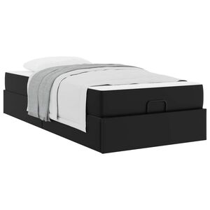 vidaXL Estructura de cama con colch&oacute;n con colch&oacute;n 2 pcs Negro PVC