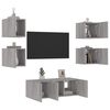 vidaXL Muebles TV pared con LED 6 pzas madera ingenier&iacute;a gris Sonoma