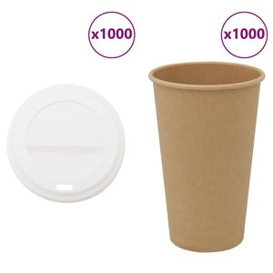 vidaXL Vasos de café de papel con tapa 1000 uds 16oz 400ml