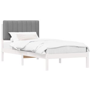 vidaXL Estructura de Cama con Cabecera Tapizada Gris Claro 90 x 190 cm