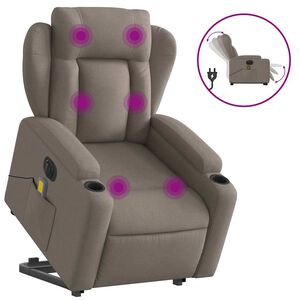 vidaXL Sillón de masaje eléctrico reclinable elevable tela taupé