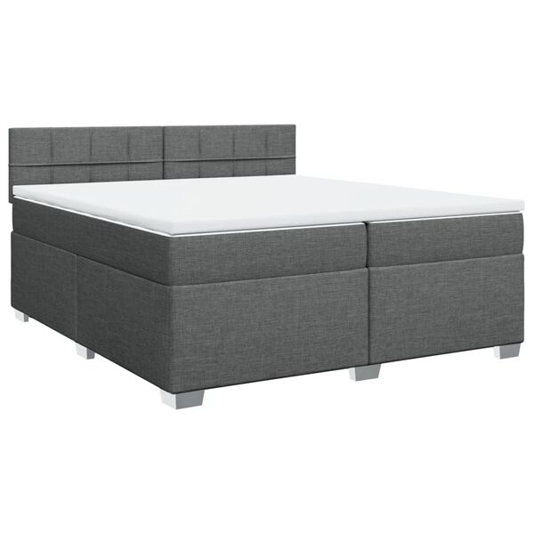 vidaXL Cama box spring con colch&oacute;n tela gris oscuro 200x200 cm