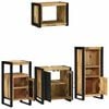 vidaXL Juego de muebles de ba&ntilde;o 4 pcs Marr&oacute;n Madera de mango maciza