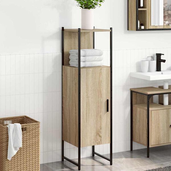 vidaXL Gabinete de Ba&ntilde;o Beige 33 x 33 x 120,5 cm Madera contrachapada