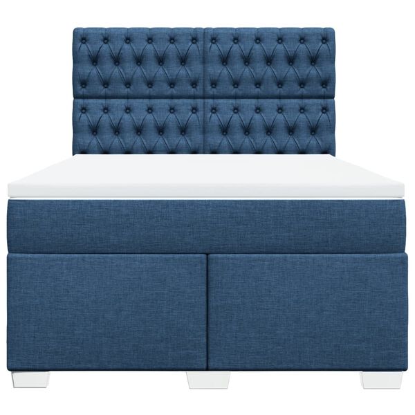 vidaXL Cama box spring con colch&oacute;n tela azul 140x190 cm