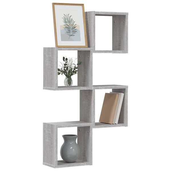 vidaXL Estanter&iacute;as de pared 4 pcs Gris Sonoma 26 x 15 x 26 cm