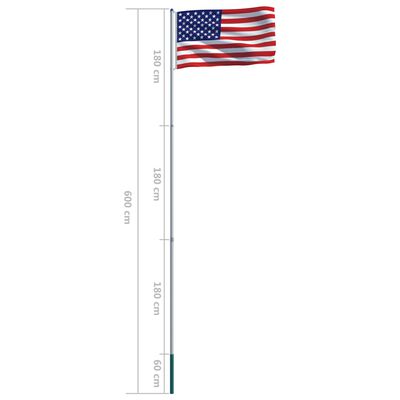 vidaXL Bandera de Estados Unidos y mástil de aluminio 6 m