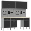 vidaXL Armario de trabajo 10 uds. Negro Madera Ingenierizada y Acero