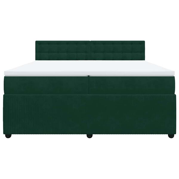 vidaXL Cama box spring con colch&oacute;n terciopelo verde oscuro 200x200 cm