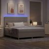 vidaXL Cama Box Spring LED con colch&oacute;n Taup&eacute; 180 x 200 cm tela