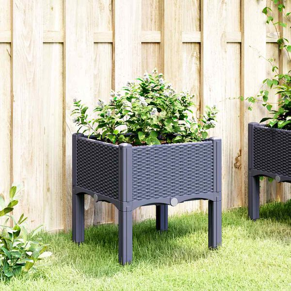 vidaXL Jardinera con patas PP azul gris 40x40x42 cm