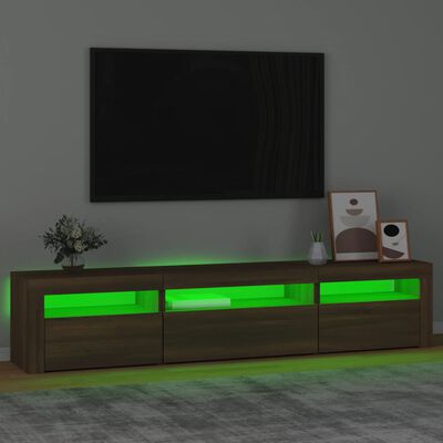 vidaXL Mueble de TV con luces LED marrón roble 195x35x40 cm