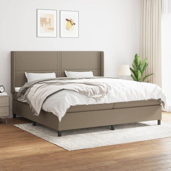 vidaXL Cama box spring con colch&oacute;n tela gris taupe 200x200 cm