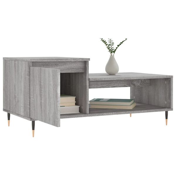 vidaXL Mesa de centro madera contrachapada gris Sonoma 100x50x45 cm