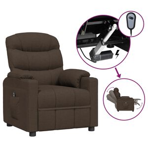 vidaXL Sill&oacute;n reclinable el&eacute;ctrico tela marr&oacute;n oscuro