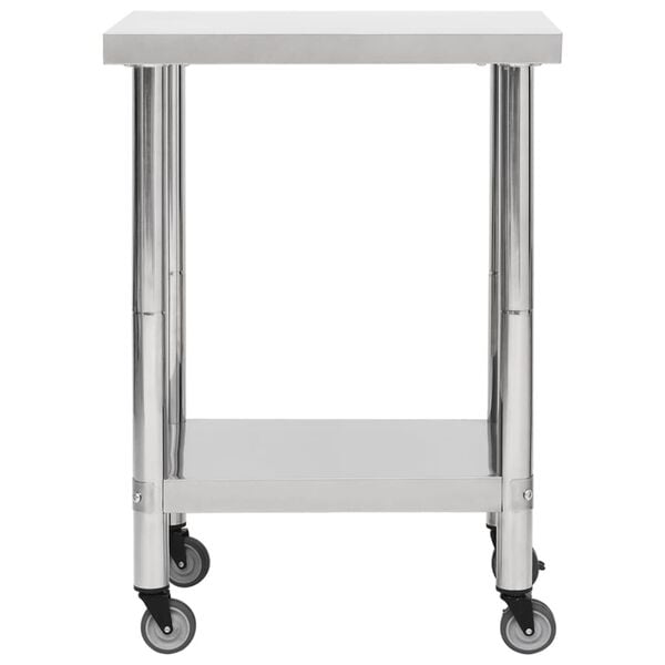 vidaXL Mesa de trabajo para cocina con ruedas acero inox 60x45x85 cm