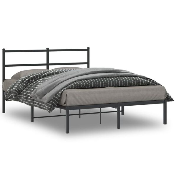 vidaXL Estructura cama sin colch&oacute;n con cabecero metal negro 135x190 cm