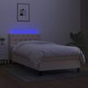 vidaXL Cama box spring colch&oacute;n y luces LED tela crema 80x200 cm
