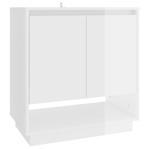 vidaXL Aparador de madera contrachapada blanco brillante 70x41x75 cm