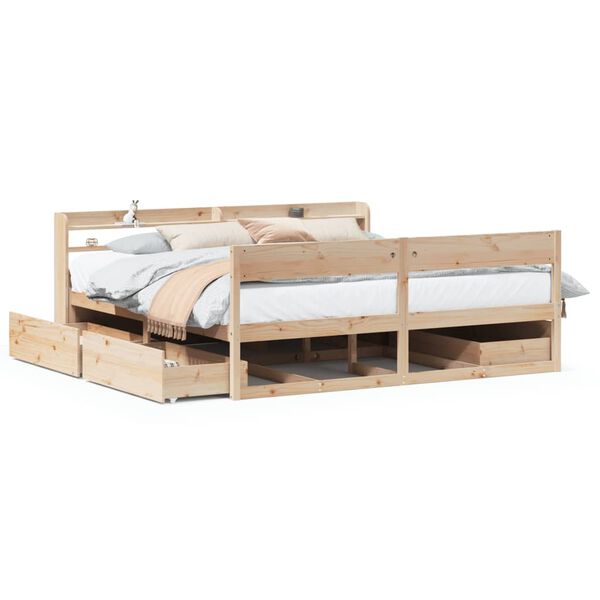 vidaXL Estructura de cama sin colch&oacute;n madera maciza de pino 180x200 cm