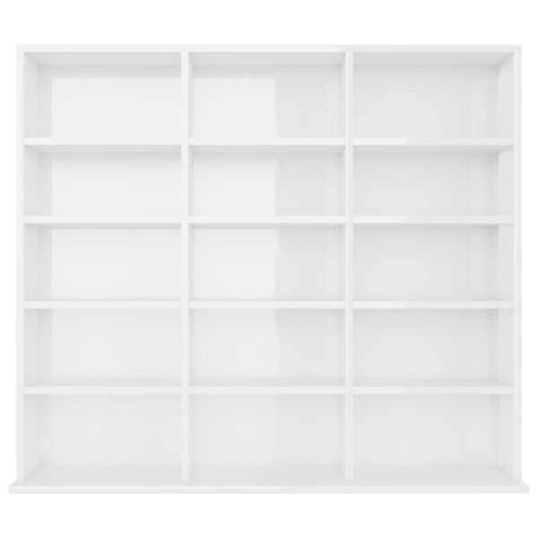 vidaXL Estantería CD madera contrachapada blanco brillo 100x23x89,5 cm